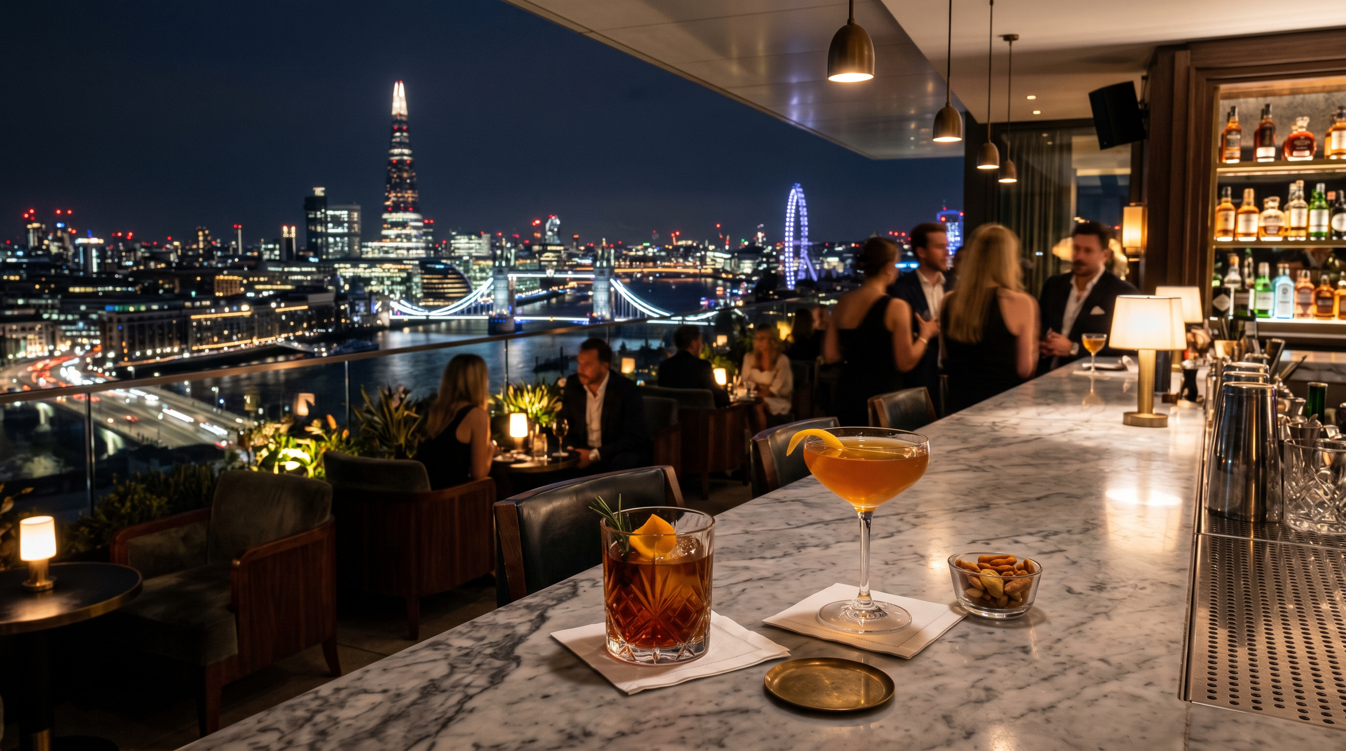 Rooftop bar with panoramic views